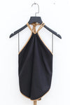 BASERANGE 25 Spring/Summer France Silk Toma Top Strap Vest BAS-TOMA-WS-AU23-HEI Black